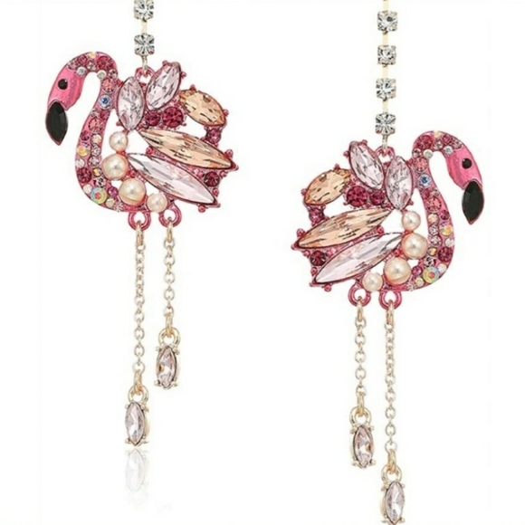Betsey Johnson Flamingo Earrings - Picture 2 of 8